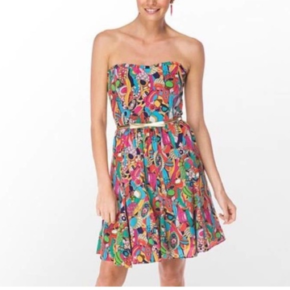 Lilly Pulitzer Dresses & Skirts - Lilly Pulitzer Silk Bling My Chimes Strapless Printed Mini Dress Size 4